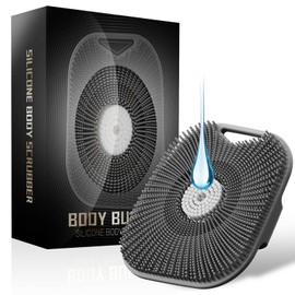 Zinc Infused Silicone Body Scrubber for Men, New Upgrade Deep Exfoliating Body Scrubber for Shower, Silicone Loofah Men for Sensitive Skin with Lathering Bristles and Ergonomic Non-Slip Handle, Gray