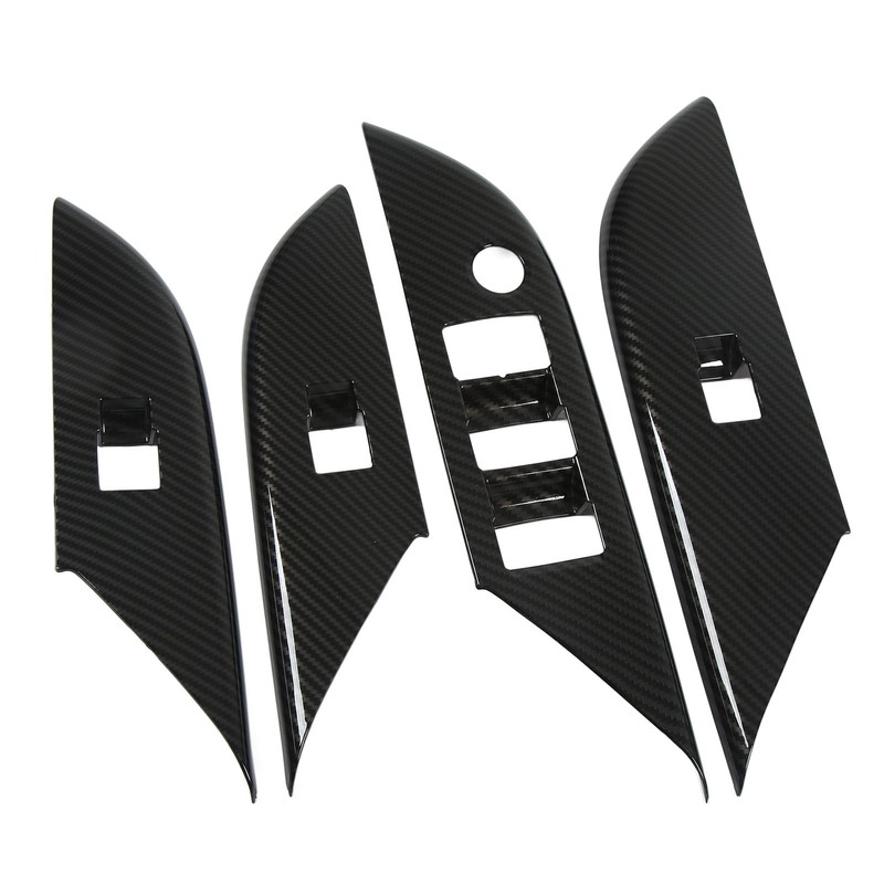 4 Pcs Door Window Control Panel Cover Carbon Fiber Style