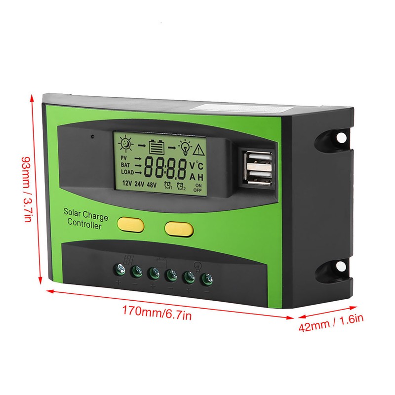 PWM Smart Dual USB Solar Panel Charge Controller Regulator LCD