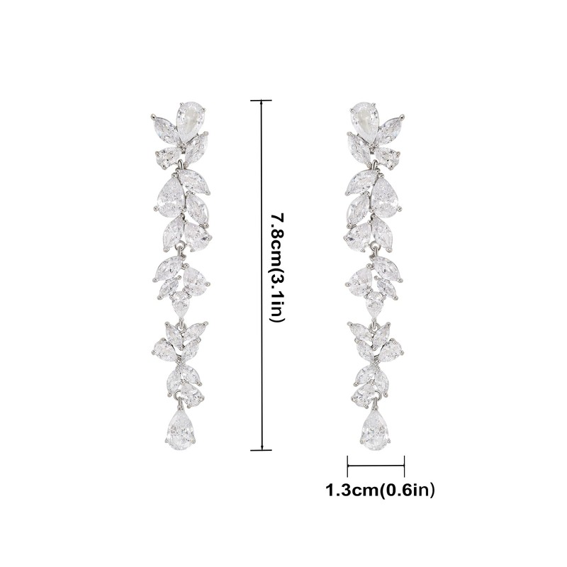 HAISWET Wedding Leaf Dangle Dangling Earrings for Women Bridal Statement