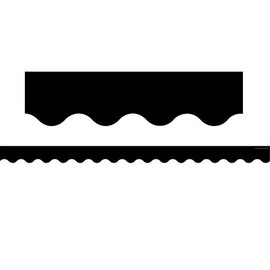 Teacher Created Resources Black Scalloped Rolled Border Trim, 50 Feet