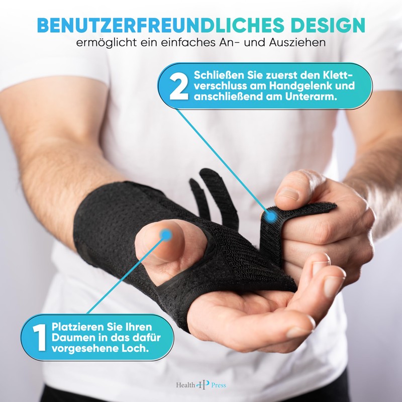 Health Press® Wrist Bandages - 1 x Wrist Support (M,