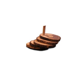 Hand Carved Olive Wood Natural Coaster Set of 4 (About 3.5 Inches Each) - Asfour Outlet Trademark