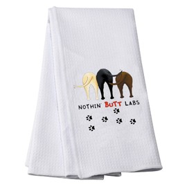 MEIKIUP Funny Dog Butt Kitchen Towel Labrador Dog Lover Gift Labrador Retriever Mom Gift Nothing Butt Labs Hostess Towel Housewarming Gift (Nothing Butt Labs Towel-)