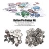 100 Sets Blank Button Making Accessories, Round Badges, Button Parts,