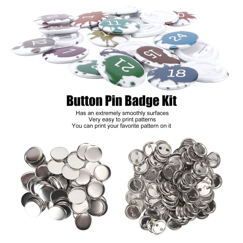 100 Sets Blank Button Making Accessories, Round Badges, Button Parts,