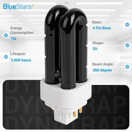 BlueStars 6-Pack Premium Quality 7W 41050 Replacement UV Light Bulbs for Indoor DynaTrap Models DT1050 DT1100 DT1210 DT1250 DT1260-4 Pin Base, 1/2 Acre