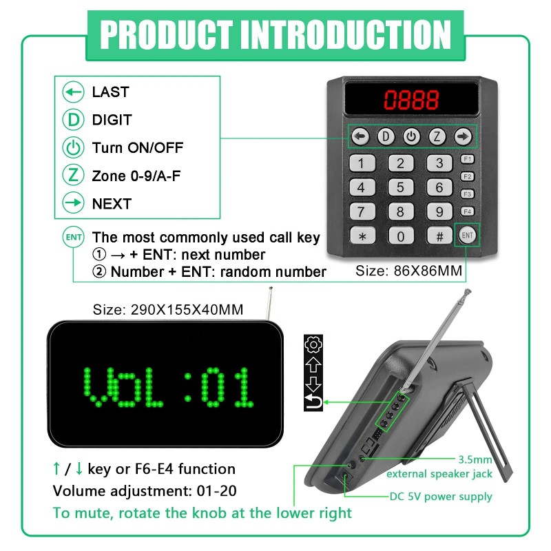 Wireless Queue Management System Wireless Calling Paging System for Bank