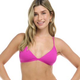 Body Glove Women's Standard Evelyn Fixed Triangle Bikini Top Swimsuit with Adjustable 2-Way Back Detail, Fucshia Ibiza Rib