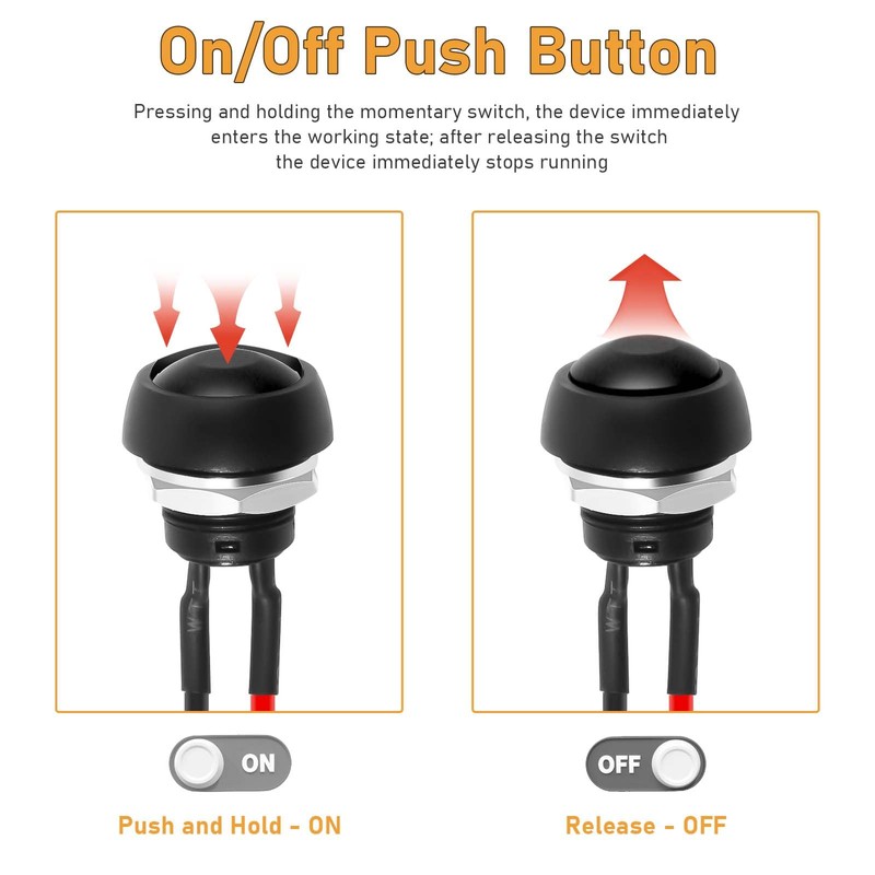 8pcs 12mm Momentary Push Button Switch,1/2” Waterproof Momentary Switches, Mounting