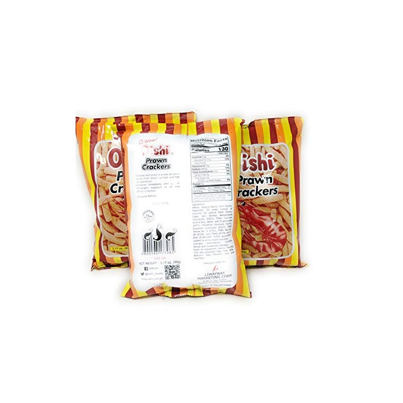 Oishi Prawn Crackers Original Flavored 3.17oz, 3 Pack
