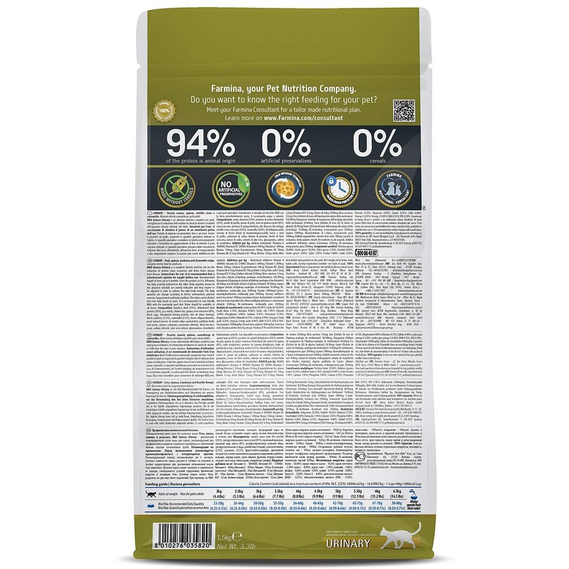 Farmina N&D, Quinoa Urinary Duck Formula Adult Dry Cat Food,