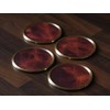 Brass & Italian Leather Drinks Coaster Set (2)