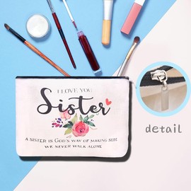 I Love You Sister Cosmetic Bag for Travel Makeup Bags for Women Sister Birthday Gifts for Sisters Make Up Bag for Sister In Law Wedding Gift Ideas Best Friend Bestie Gifts for Her Cute Traveling Bag