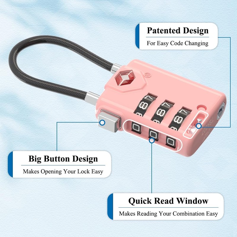 SURE LOCK TSA Compatible Travel Luggage Locks, Inspection Indicator, Easy