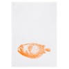 Tea Towel White Puffer Fish in Orange