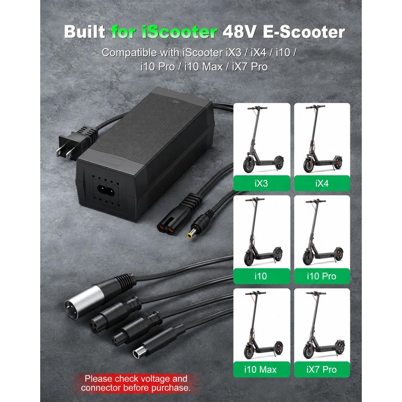 VHBW 54.6V 2A Charger Compatible with iScooter iX3 iX4 i10
