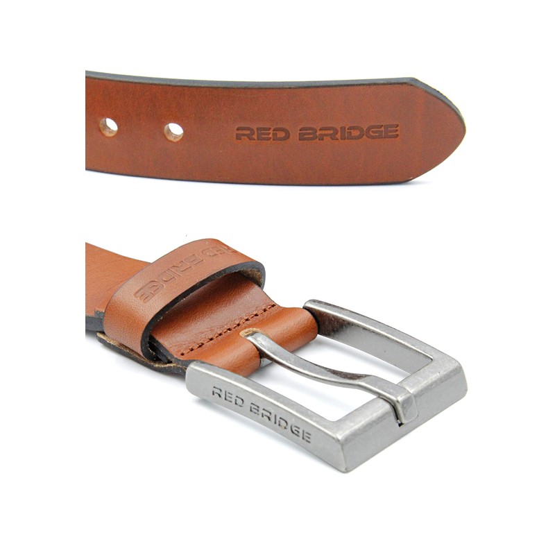 Red Bridge Men's Genuine Leather Belt - Taba. Plain, size:
