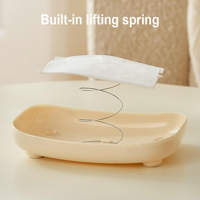 AIMALL Bunny-Themed Tissue Box, Elegant Spring-Lift Design, 8.26" x 5.43"