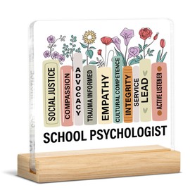 School Psychologist Gifts for Women Coworkers, Mental Health Office Desk Decor, School Psychologist Gift Floral Acrylic Sign Therapy Therapist Office Desk Decor