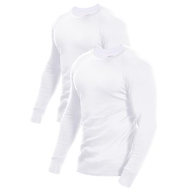 Comfneat Men's 2-Pack Long Sleeve T-Shirts Cotton Undershirts (White 2-Pack, M)