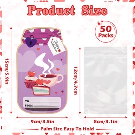 50 Packs Valentines Day Cards for Kids, Kids Valentines Day Cards, Valentines Day Gifts for Kids Classroom Kids Valentine's Jar Candy Cards Valentine's Gifts for Her Him (Candy Not Included) (50 Packs, Set 2)