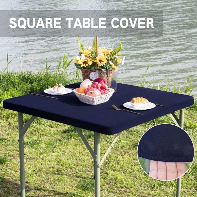 Nacuci Square Fitted Table Cover Elastic Tablecloth Stretch Spandex Table