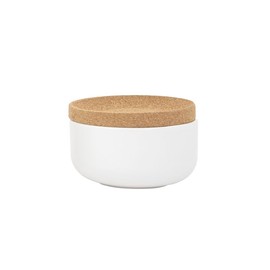 Kamenstein - Canister, Ceramic Canister with a Cork Lid, Kitchen Storage (Small, White)