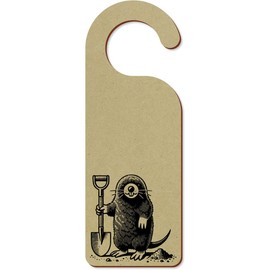 Azeeda 'Mole Digging with Shovel' 200mm x 72mm Door Hanger/Sign (DH00045601)