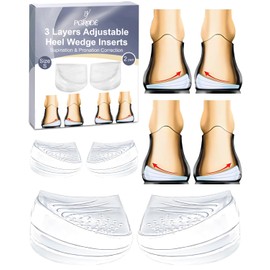 PGRODE 2 Pairs Foot Supination Correction Insoles, 3 Layers Adjustable Silicone Medial Lateral Heel Wedge, Over-Pronation Corrective Inserts for Women Men Feet Alignment, Bow Legs, Knee Pain (S)