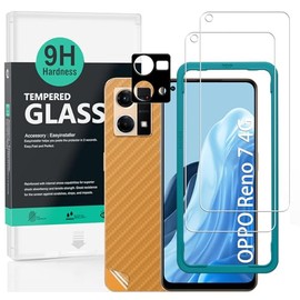 Ibywind para Oppo Reno 7 4G 6.43, 2 Protector Pantalla1 Protector Cámara1 Protector Trasera Fibra Carbono,Cristal Templado                            