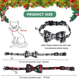 Christmas Collar, Pack of 2 Small Dog Collars, Adjustable, Cat Collar with Bow, Dog Collar, Bow Tie, Puppy Collar, Dog Collar Christmas, Pet Collar for Kittens and Dogs