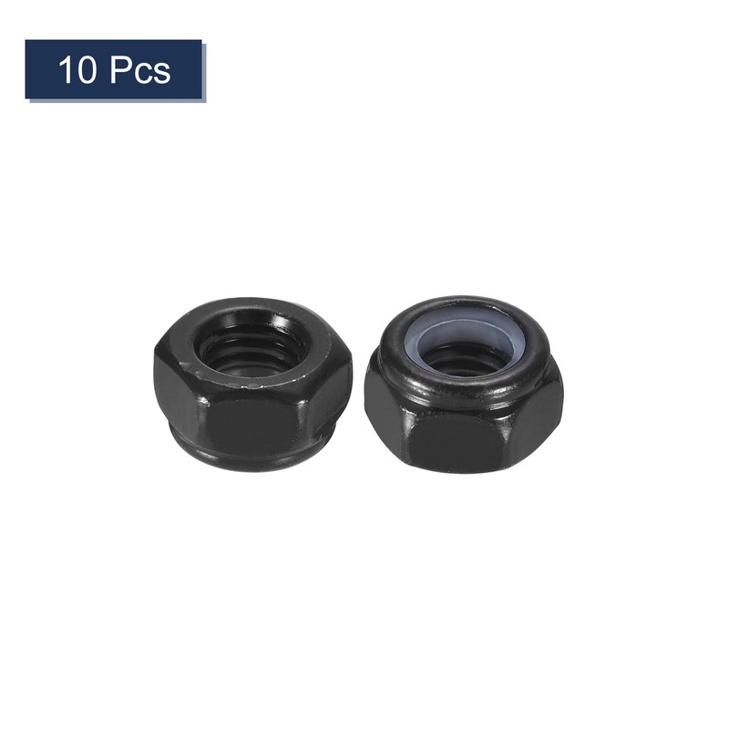 sourcing map 10Pcs M8 x 1.25 Nylon Insert Hex Lock