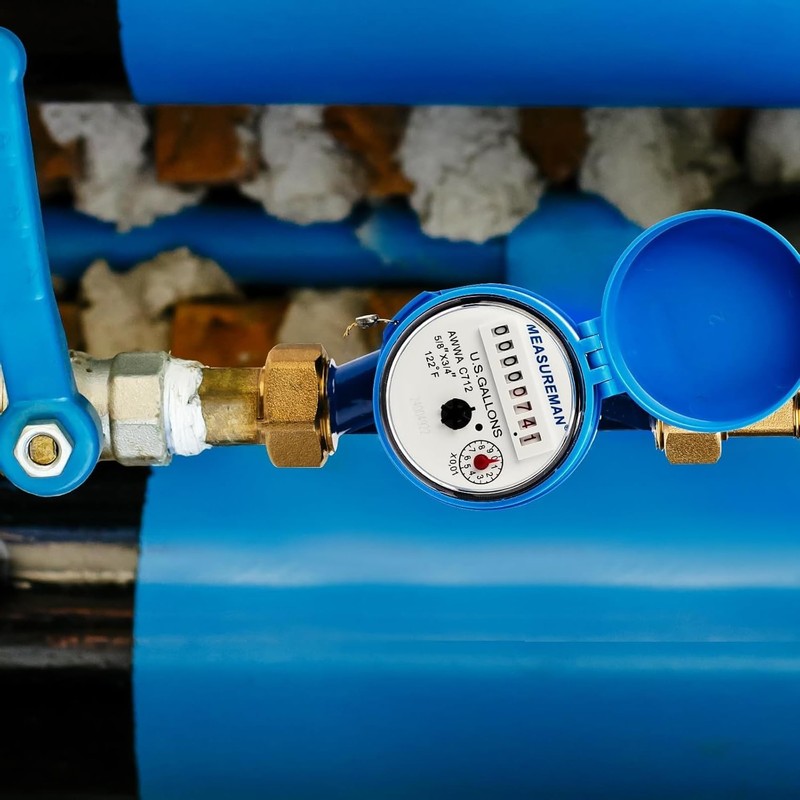 MEASUREMAN 3/4" Non-Pulsed Single-Jet Gallon Water Meter Blue Brass Body