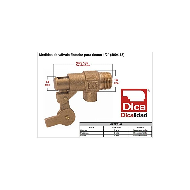 Dica 4004.13 Válvula Flotador para Tinaco 1/2"
