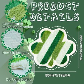 EYNDYN 2 Pieces Shamrock Bathroom Rug St Patricks Day Lucky Green Black Plaid Bath Mat Non Slip Shamrock Shaped Door Mat for Shower Bathtub Rug Bedroom Kitchen Rug Holiday Decor (Shamrock)