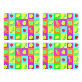 KitchenCraft Fruit Cork Backed Placemats, Set of 4, Multi-Colour