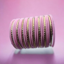 JAWSHEE 2 Dozen Glass Velvet Bangles Golden Set, Matte Color Glass Bangles With Velvet Layer For Added Beauty and Durability, Size: 2.8, Diameter: 2.5 Inches, no gemstone