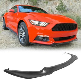 FREEMOTOR802® Front Bumper Lip Splitter Air Dam Chin Spoiler, Compatible with 2015-2017 Ford Mustang, Shelby GT Style Unpainted Black PU 1PC Underbody Front Lip Spoiler Lower Guard Protector