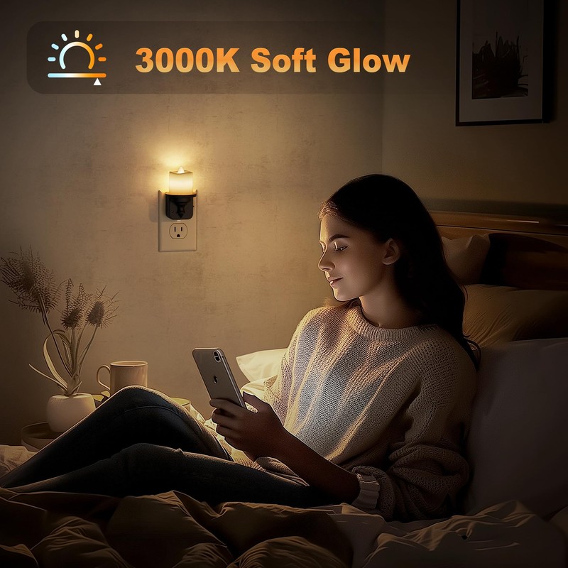 JandCase Flameless Candle Night Light, 2 Pack Night Lights Plug