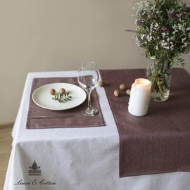 Linen & Cotton Pietro Place Mats Fabric Table Mat - 100% Linen, Bordeaux Red (30 x 45 cm, Pack of 2) Place Mats Washable Wipe Clean Waterproof for Garden Outdoor Home Kitchen Table Runner