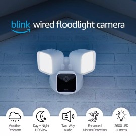 Blink Wired Floodlight Camera – Smart security camera, 2600 lumens, HD liv