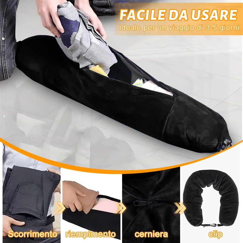 Fillable Travel Pillow with Bandage Padded Neck Pillow with Clothes