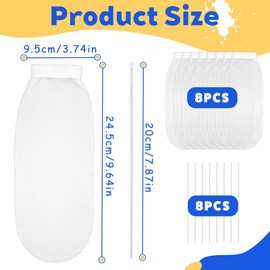 8 Pieces Lint Traps for Washing Machine Hose Nylon Mesh Lint Traps with 8 Pcs Tie Strap, Laundry Washer Drain Lint Catcher Discharge Hoses Filter Fits All Washing Machines