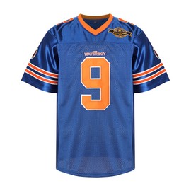 Bobby Boucher Football Jersey 9 The Waterboy Adam Sandler Mud Dogs Bourbon Bowl Movie Jersey White Black Blue Orange S-3XL (US, Alpha, Medium, Regular, Regular, 9 Blue)