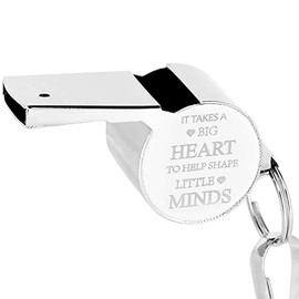 Gift for Coach Whistle Basketball Volleyball Baseball Coach Gifts Men Women Teacher - It Takes A Big Heart to Help Shape Little Minds (Silver)