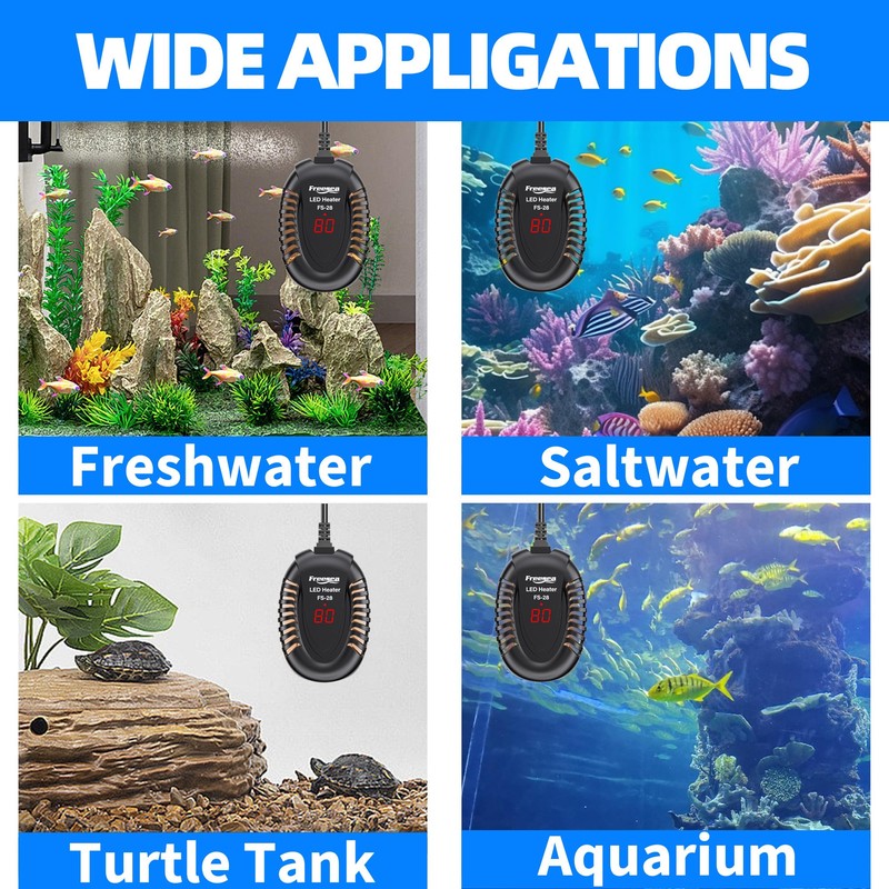FREESEA Aquarium Fish Tank Heater: 75W Small Submersible Turtle Heater