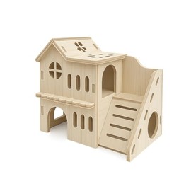 Guinea Pig Hideout for Small Animals - Wooden Mini Castle with Ramp | Natural Wood House for Baby Guinea Pigs, Dwarf Hamsters, Chinchilla Kits, Young Hedgehogs & Pet Mice | Hide & Play