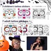 Pack of 10 Temporary Face Tattoos, Skull Design Sticker Day,