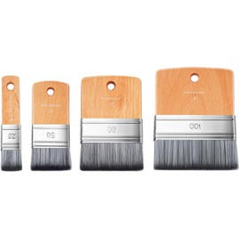 Paddle Surface Brush Set - 4 Pieces Premium Synthetic Painting Brushes with Wooden Handle for Oil and Acrylic Paints | 25/50/80/100 mm Width | Full Control for Paint Application | Paddle Brush